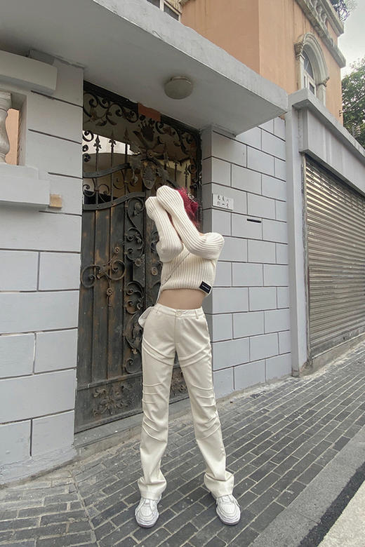 NEWA PROJECT 原创设计秋冬新款直筒高腰裤子百搭拖地长裤皮裤女 商品图5