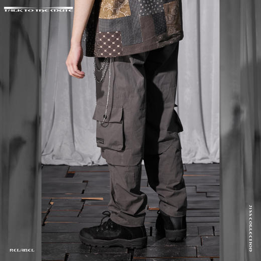 RELABEL 21SS 假两件内层拼接大口袋工装休闲布裤 商品图2