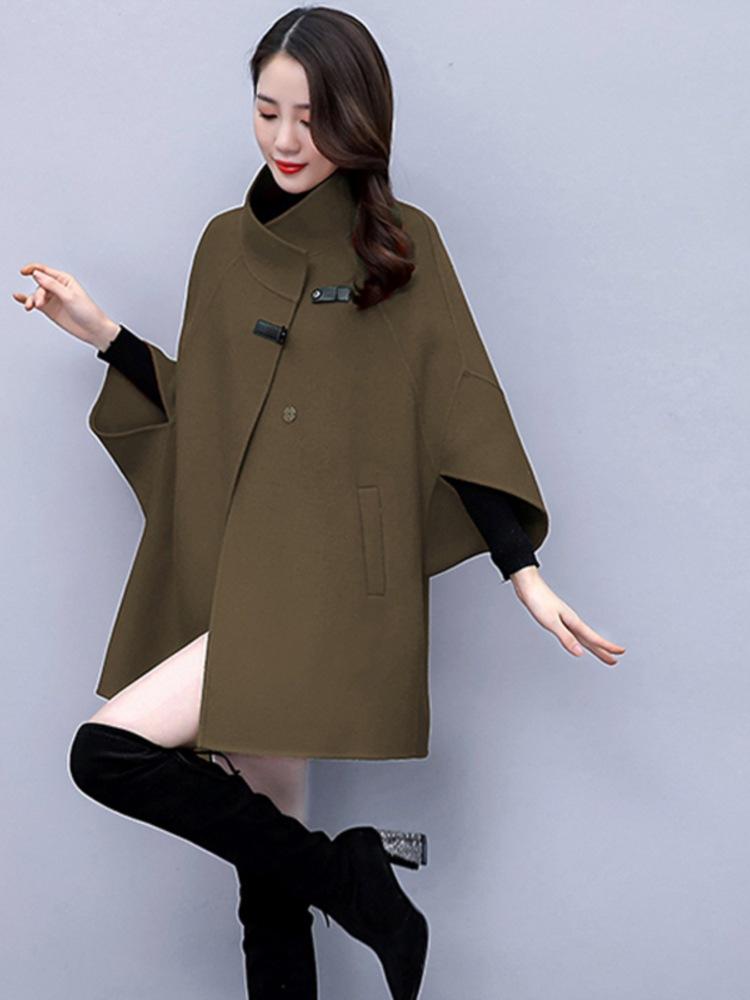 毛呢外套2021年秋冬女装新款妮子披肩斗篷时尚百搭中长款呢子大衣