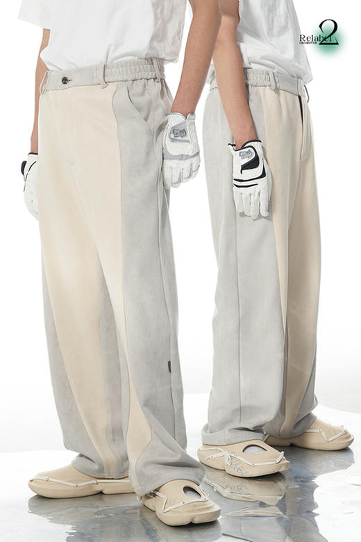 RELABEL 21AW 深浅麂皮绒面料撞色拼接宽松廓形休闲长裤 商品图5
