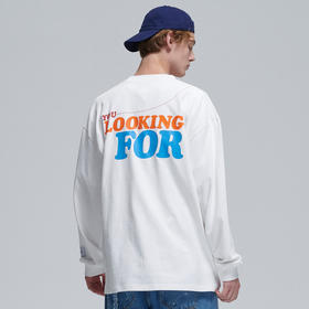 EAFINETAL.20AWLOGO印花刺绣设计圆领长袖上衣休闲宽松纯棉t恤Tee