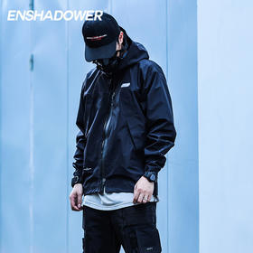 ENSHADOWER隐蔽者潮牌压胶冲锋衣男宽松黑色夹克连帽工装休闲外套