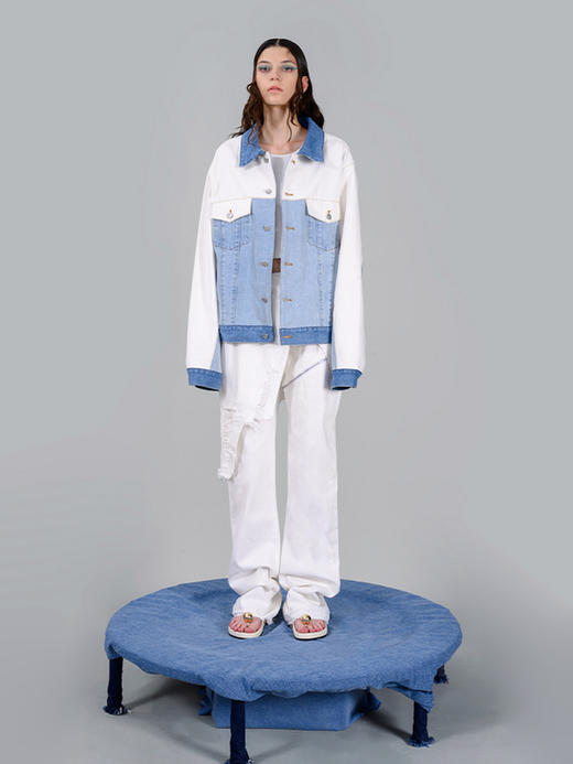 IFIK Blue Multicolor Jacket 拼接蓝天飒过男友情侣牛仔夹克外套 商品图1