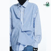 RELABEL 21AW 条纹拼接双重门襟结构休闲宽松衬衣 商品缩略图2