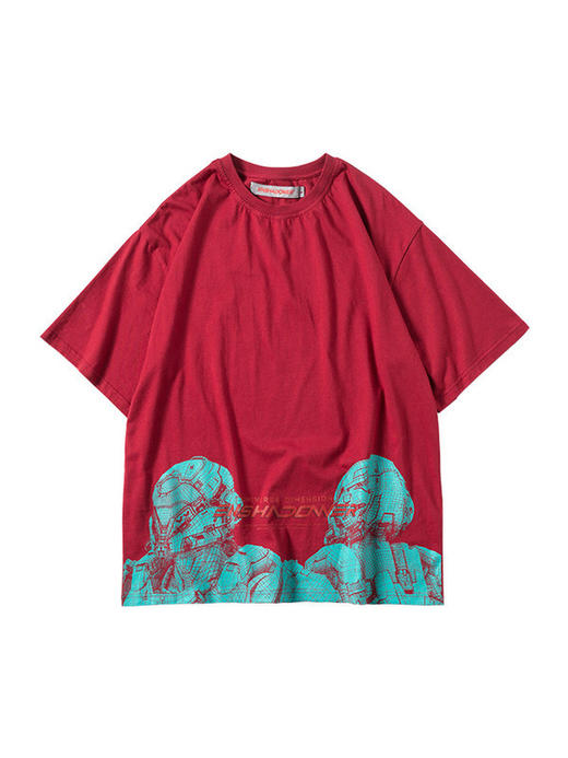 ENSHADOWER隐蔽者夏季潮牌机械印花短袖T恤男宽松圆领新疆棉国潮 商品图4