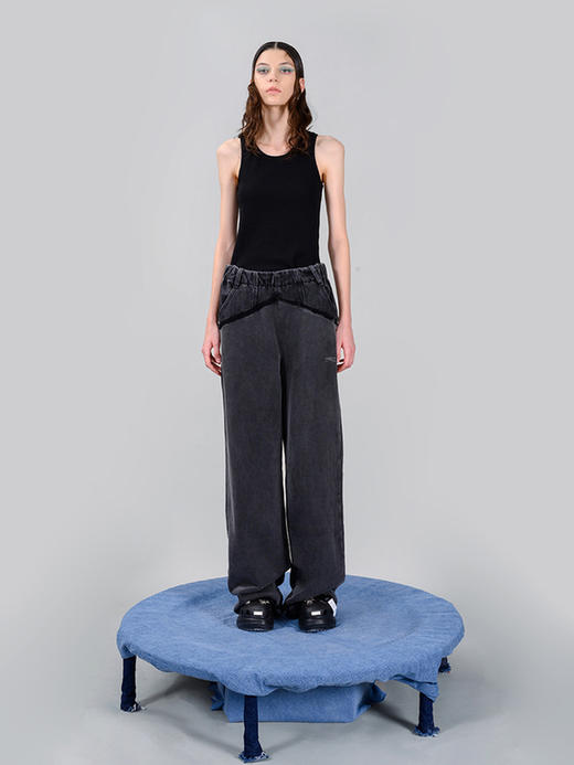 IFIK Denim SweatPants 将卫裤升格 腰间缀以牛仔拼接的休闲裤 商品图1