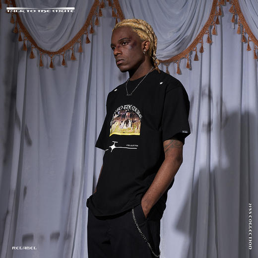 RELABEL 21SS 复古野餐油画主题印花宽松薄款短袖T恤 商品图2