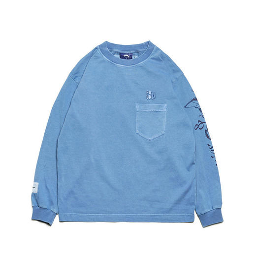 EAFINETAL.20AW阿苏特成衣染色工艺做旧纯棉长袖休闲宽松圆领T恤 商品图4