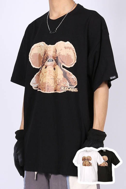 RELABEL 21SS主题趣味可爱毛绒泰迪熊印花双色高克重宽松TEE恤 商品图4