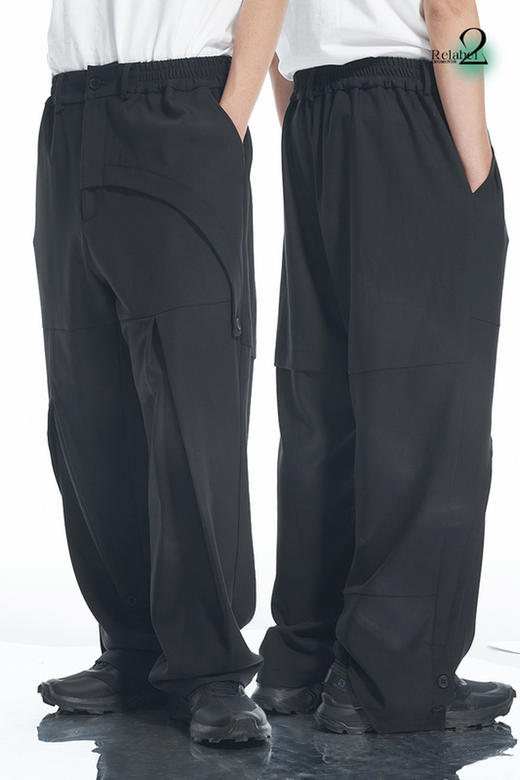 RELABEL 21AW 多层次立体裁片结构打褶假两件休闲宽松西裤 商品图5