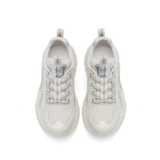 westory2021春秋新款潮酷网面透气厚底休闲运动鞋真皮老爹鞋女 商品图5