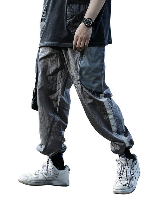 ENSHADOWER隐蔽者网洞拼接抽绳束脚裤男潮牌宽松反光条薄款休闲裤 商品图3