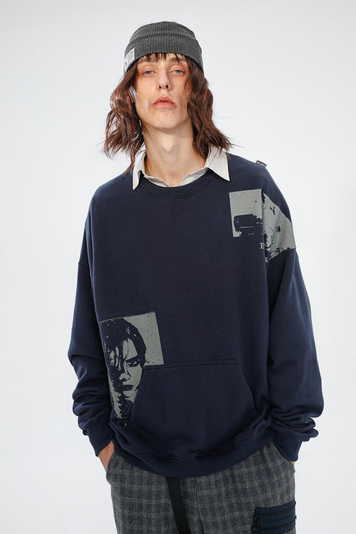 RELABEL 2020AW 复古做旧无帽贴袋卫衣 商品图5