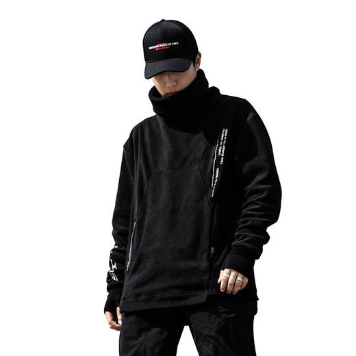 ENSHADOWER隐蔽者摇粒绒结构高领忍者卫衣男机能黑色宽松套头衫潮 商品图3