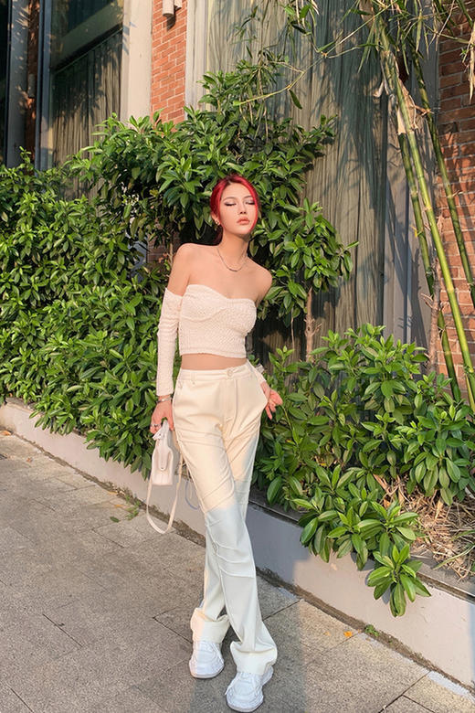 NEWA PROJECT 2021秋冬新款原创设计上衣露肩心机一字领针织衫女 商品图5