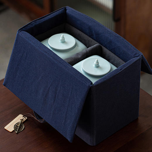 中号映象 陶瓷茶叶罐茶仓茶叶包装药罐粉罐双罐高档礼盒岩茶红茶礼品包装盒 商品图1