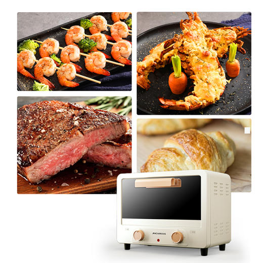 迈卡罗（MACAIIROOS）家用多功能电烤箱 全自动多功能家用小型烘培烤箱面包蛋糕12L MC-KX125 新款 商品图2