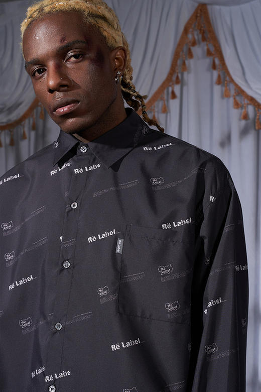 RELABEL 21SS 品牌logo满印做旧质感印花宽松长袖衬衫 商品图5
