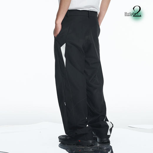 RELABEL 21AW几何切割黑白撞色拼接宽松休闲西裤 商品图2