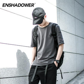 ENSHADOWER隐蔽者纯色潮牌短袖圆领T恤宽松休闲打底衫新疆棉国潮