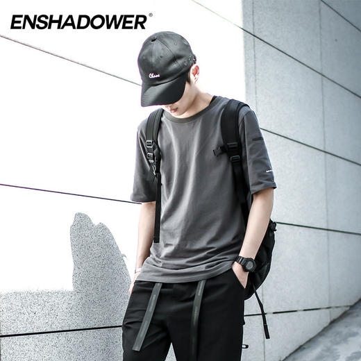 ENSHADOWER隐蔽者纯色潮牌短袖圆领T恤宽松休闲打底衫新疆棉国潮 商品图0