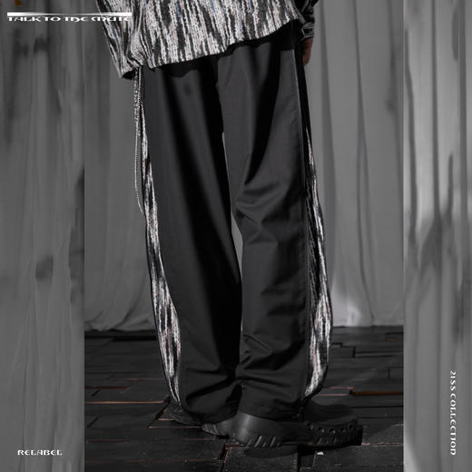 RELABEL 21SS定织未来感条纹毛料定制双头长拉链拼接宽松西裤 商品图2