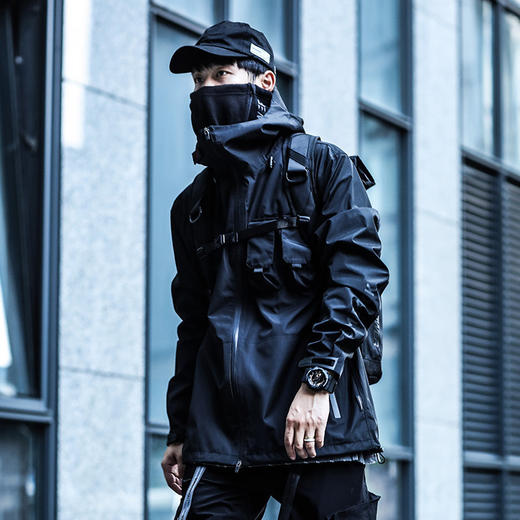 ENSHADOWER隐蔽者xCOMBACK联名款潮流连帽冲锋衣黑色国潮外套夹克 商品图1