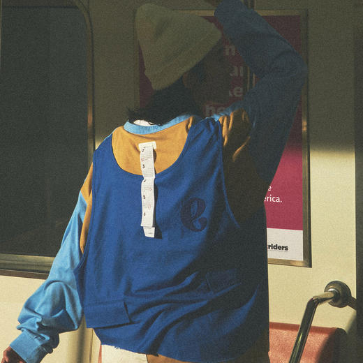 EAFINETAL.21AW新款拼接撞色背部马甲破坏设计纯棉宽松长袖T恤Tee 商品图1