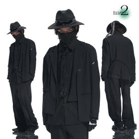 RELABEL 21AW 多层次错位立体裁片结构假两件休闲宽松西服