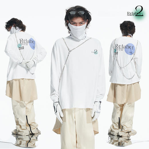 RELABEL 21AW 主题字体概念几何圆形撞色印花宽松圆领长袖T恤 商品图0