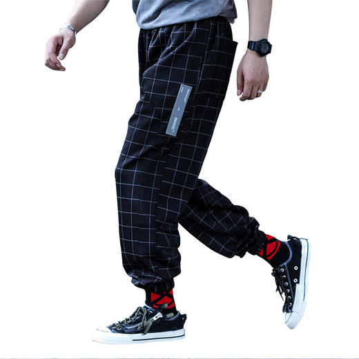 ENSHADOWER隐蔽者复古格子裤直筒束脚裤运动长裤 商品图3