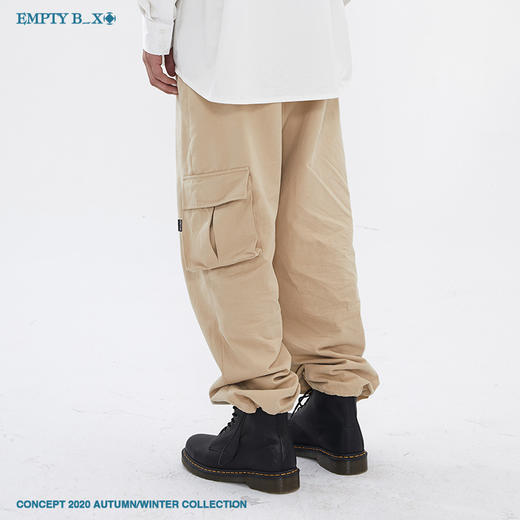 RELABEL 2020AW 双色双材质叠穿左腿隐藏印花登山扣抽绳长裤收口 商品图3