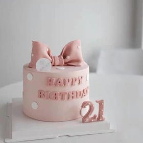 黑巢-粉色清新翻糖蝴蝶结蛋糕生日蛋糕