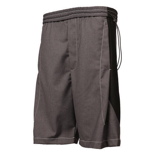 RELABEL 21SS黑灰撞色拼接双抽绳重工明线宽松西装短裤 商品图4