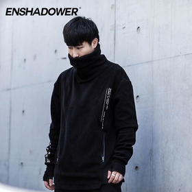ENSHADOWER隐蔽者摇粒绒结构高领忍者卫衣男机能黑色宽松套头衫潮