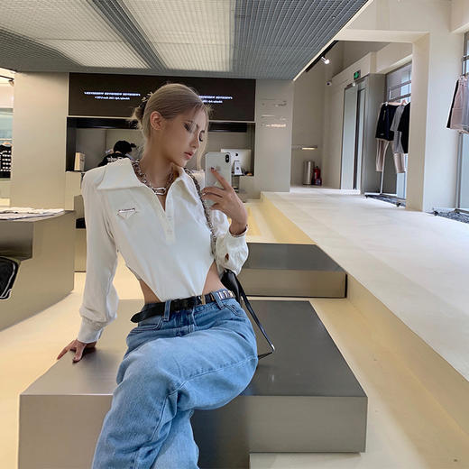 NEWA PROJECT  2021初秋翻领原创气质百搭长袖外套上衣POLO衫女 商品图0