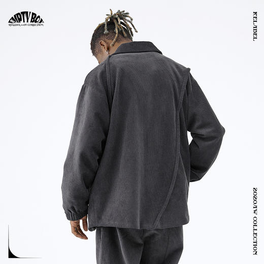 RELABEL 20AW灯芯绒斜条纹错位拼接立体弧线包边外套 商品图1