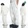 RELABEL 21AW白色梭织多打褶堆积褶皱撞色线宽松休闲长裤 商品缩略图0