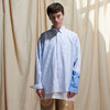 EAFINETAL.2021SS新款刺绣分割拼接袖休闲宽松牛津纺蓝色条纹衬衫 商品缩略图0