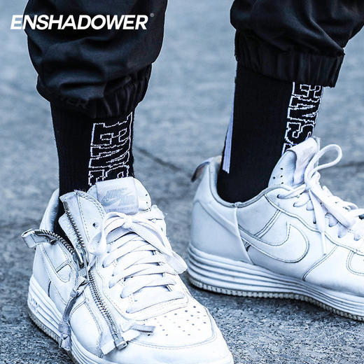 ENSHADOWER隐蔽者基础大LOGO男士袜运动袜棉袜中筒袜两双 商品图0