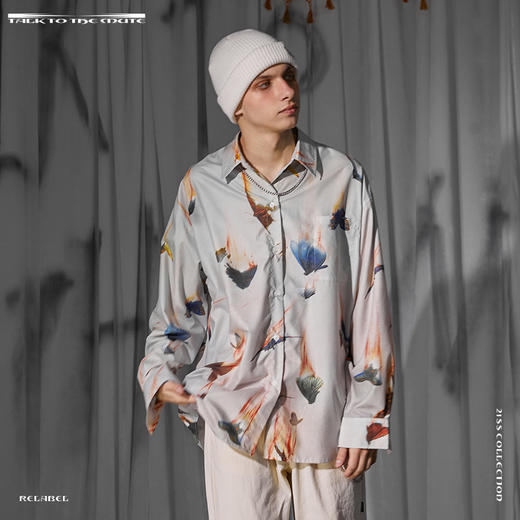 RELABEL 21SS 冯呈辰同款燃烧坠落蝴蝶满印长袖衬衣 商品图3