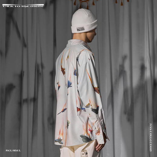 RELABEL 21SS 冯呈辰同款燃烧坠落蝴蝶满印长袖衬衣 商品图2