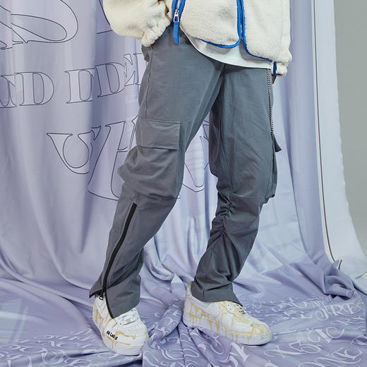 RELABEL 20AW 灰蓝色侧拉链开口抽褶皱抽绳长裤 商品图2