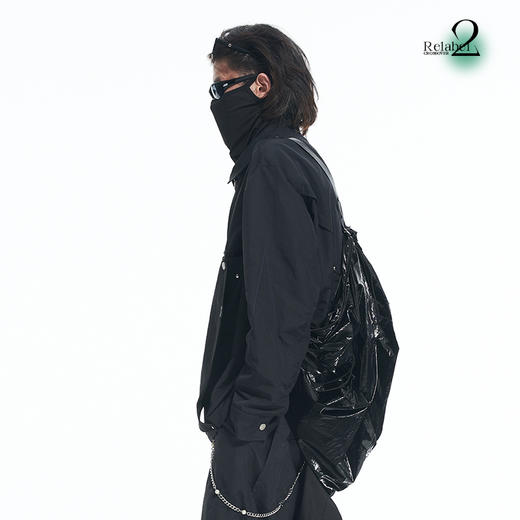 RELABEL 21AW黑色几何切割深蓝撞色线多层次铆钉宽松梭织夹克外套 商品图1