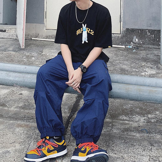 RELABEL 2020SS宽松阔腿裤潮牌立体裁剪大口袋休闲束脚工装裤男 商品图1