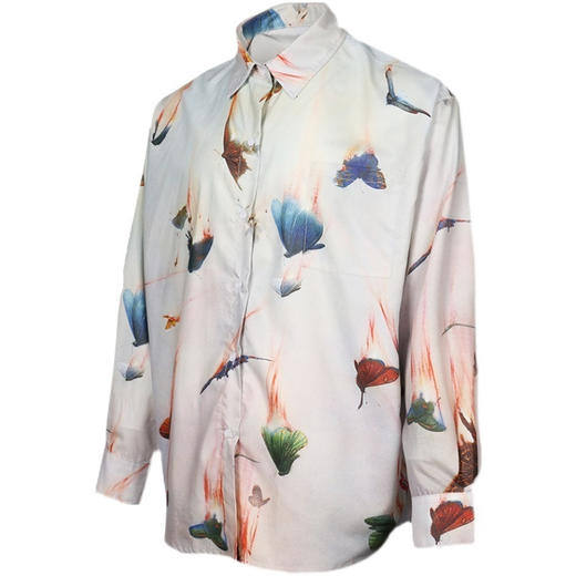 RELABEL 21SS 冯呈辰同款燃烧坠落蝴蝶满印长袖衬衣 商品图4