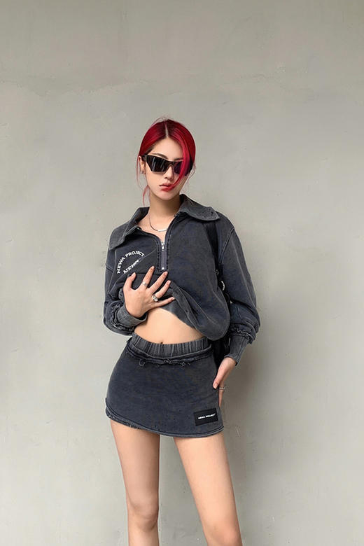 NEWA PROJECT 秋冬原创翻领休闲宽松外套上衣包臀a字半身裙套装女 商品图5