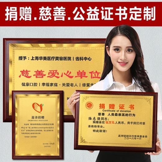 奖牌 慈善爱心人士定制 定做授权牌木质牌匾金箔奖牌荣誉牌证书颁奖木托铜牌制作 商品图2
