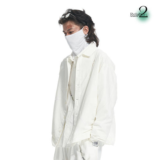 RELABEL 21AW弧形切割破口镂空明线结构拼接透明纱宽松外套 商品图1