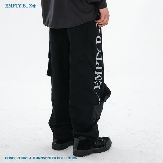 RELABEL 2020AW 双色双材质叠穿左腿隐藏印花登山扣抽绳长裤收口 商品图4